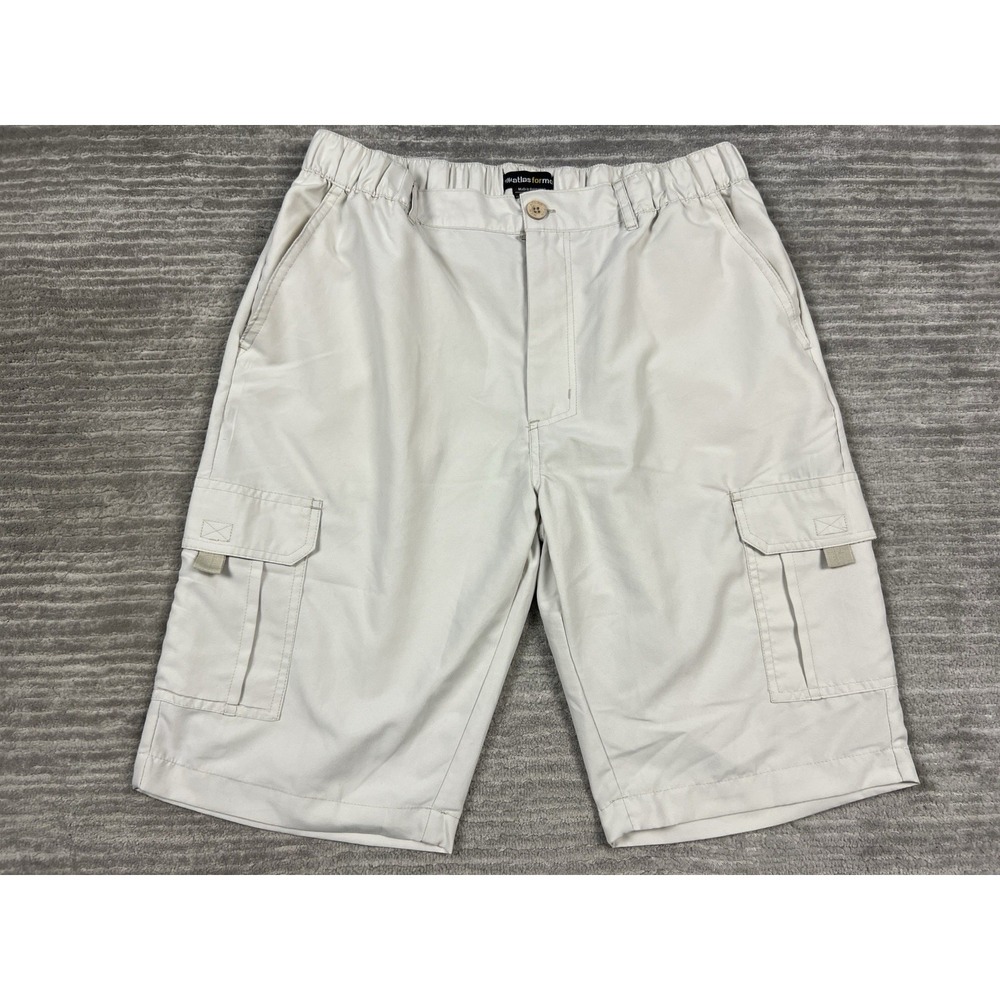 Atlas For Men‎ Shorts Mens Large Beige Cargo Polyester Stretch Waist